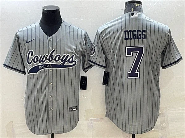 Baseball Jersey With Custom Design-Men's Dallas Cowboys #7 Trevon Diggs Gray With Patch Cool Base Stitched Baseball Jersey