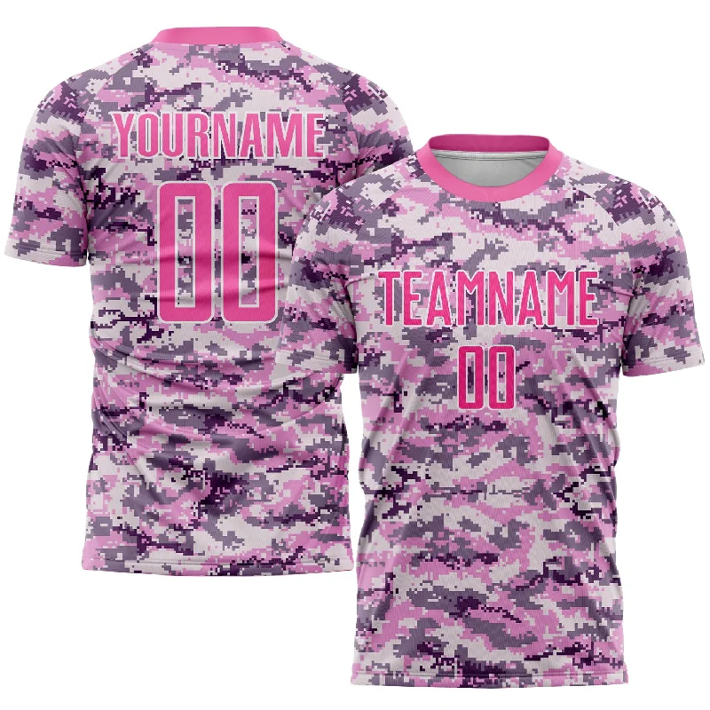 Football Jersey For Custom Orders With Logo-Custom Camo Pink-White Sublimation Salute To Service Soccer Uniform Jersey