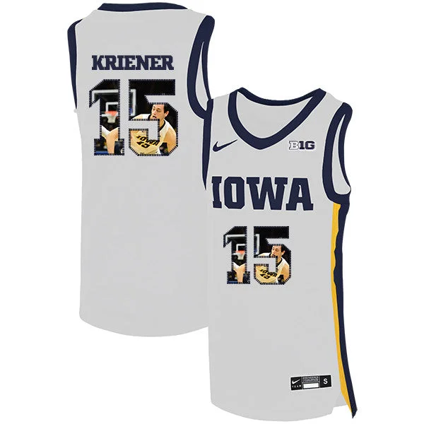 Football Jersey For Custom Logo Placement-Basketball Jersey For Custom Logo Placement-Iowa Hawkeyes 15 Ryan Kriener White Basketball College Fashion Basketball Jersey