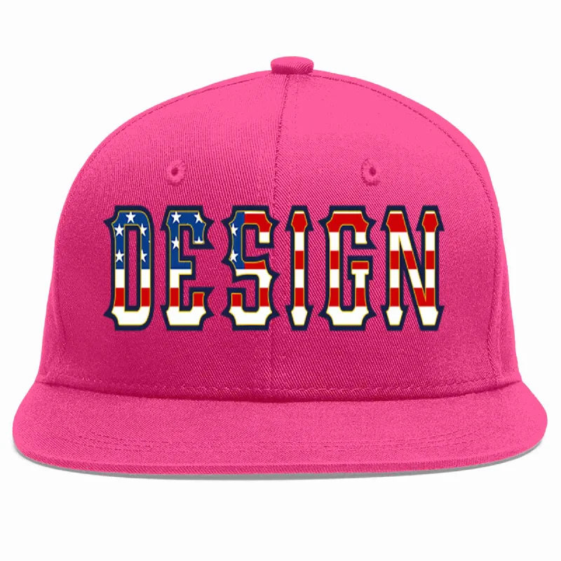 Baseball Cap For Winter-Custom Rose Red Vintage USA Flag-Gold Flat Eaves Sport Baseball Cap Design for Men/Women/Youth