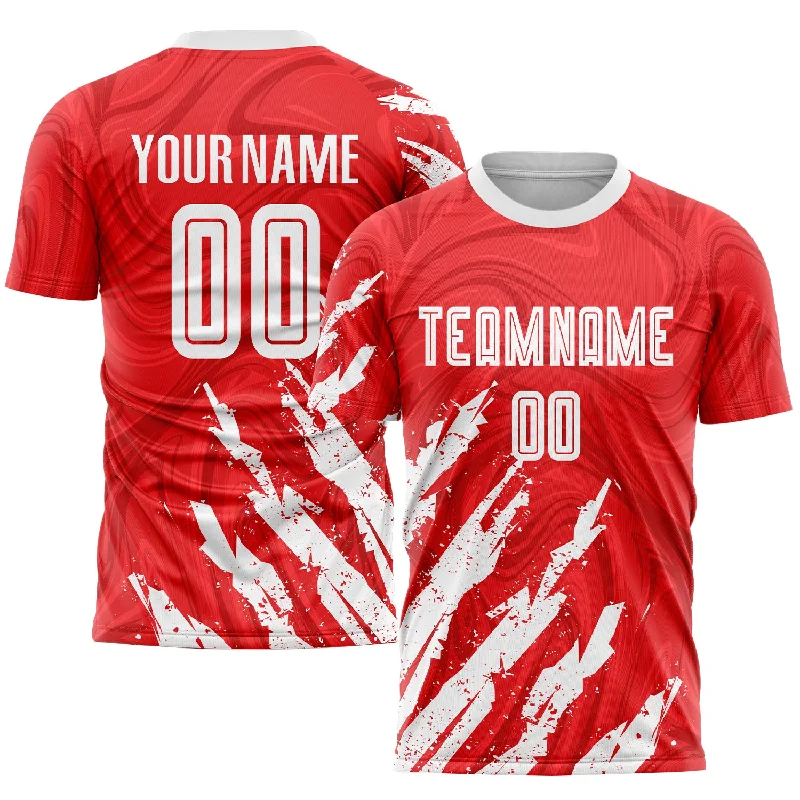 Football Jersey For Online Ordering-Custom Red White Sublimation Soccer Uniform Jersey