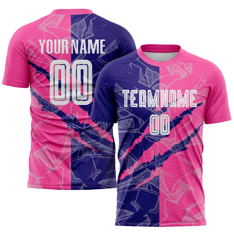 Football Jersey For Fundraising Projects-Custom Graffiti Pattern Dark Purple-Pink Scratch Sublimation Soccer Uniform Jersey