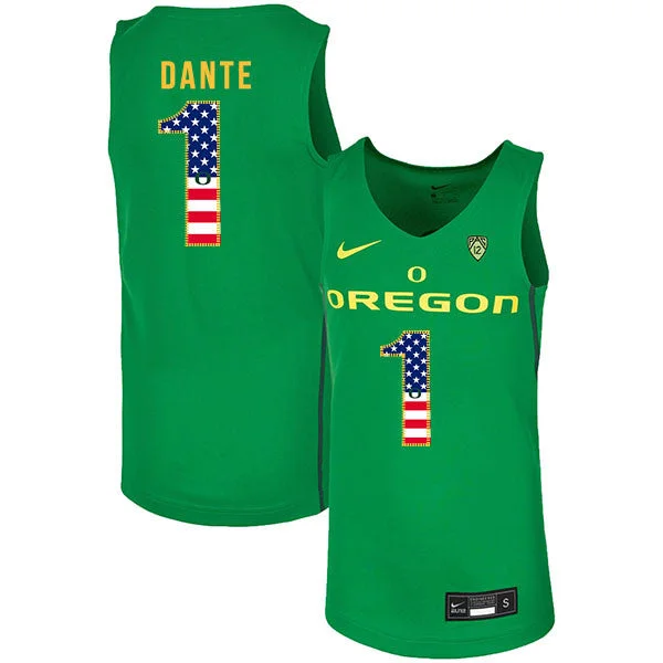 Football Jersey With Logo-Basketball Jersey With Logo-Oregon Ducks 1 N'Faly Dante Green USA Flag College Basketball Basketball Jersey