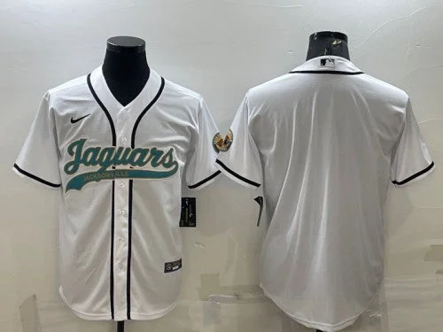 Baseball Jersey For Local Leagues-Men's Jacksonville Jaguars Blank White With Patch Cool Base Stitched Baseball Jersey