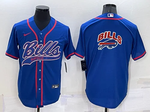 Baseball Jersey For Coaches-Men's Buffalo Bills Royal Team Big Logo With Patch Cool Base Stitched Baseball Jersey