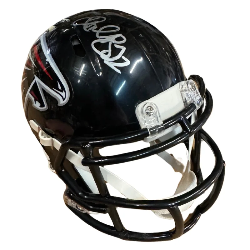 Rugby Helmet With Padded Inserts-Jamal Anderson Signed Atlanta Falcons Speed Mini Football Helmet Black Mask (JSA)