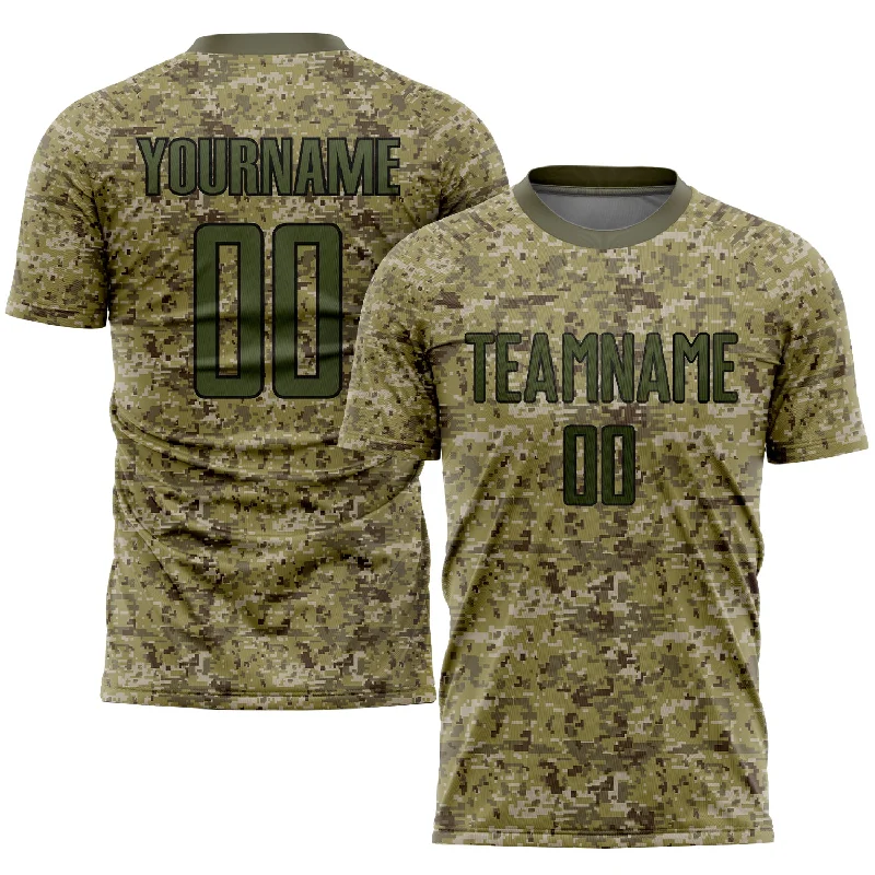 Football Jersey For Pre-Season Training-Custom Camo Olive-Black Sublimation Salute To Service Soccer Uniform Jersey