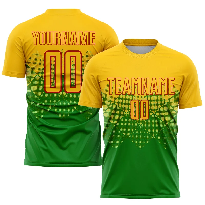 Football Jersey For Custom Player Orders-Custom Grass Green Gold-Red Sublimation Soccer Uniform Jersey