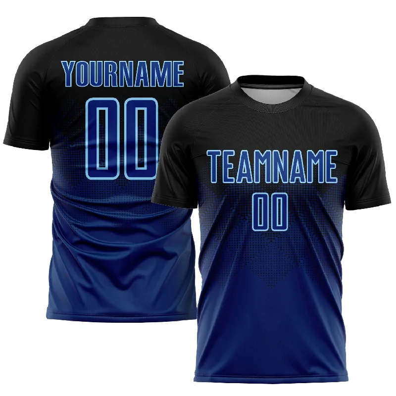 Football Jersey For Player Recognition-Custom Black US Navy Blue-Light Blue Sublimation Soccer Uniform Jersey