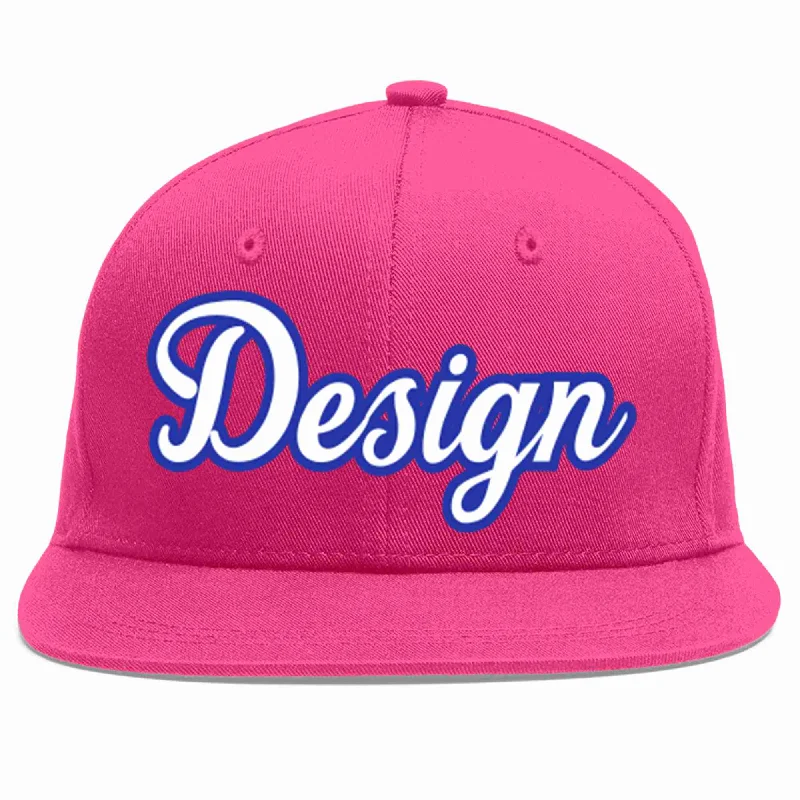 Baseball Cap For Event Merchandising-Custom Rose Red White-Royal Flat Eaves Sport Baseball Cap Design for Men/Women/Youth