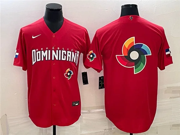 Baseball Jersey For Fastpitch Softball-Men's Dominican Republic Baseball 2023 Red World Baseball Big Logo With Patch Classic Stitched Jersey