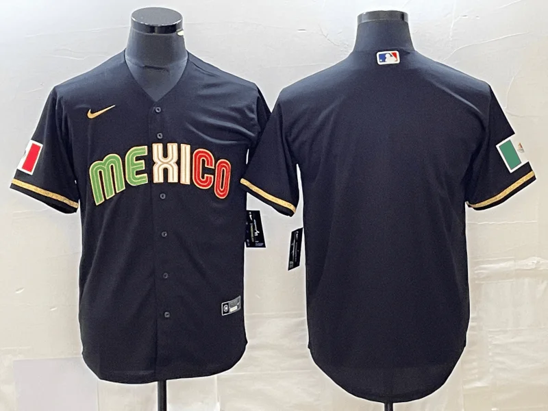 Baseball Jersey For Alumni Events-Men's Mexico Baseball Blank 2023 Black World Baseball Classic Stitched Jersey