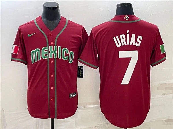 Baseball Jersey With Custom Team Colors-Men's Mexico Baseball #7 Julio UrÃ­as 2023 Red World Baseball Classic Stitched Jersey