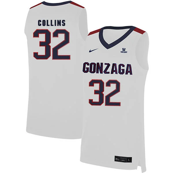 Football Jersey For Official Teams-Basketball Jersey For Official Teams-Gonzaga Bulldogs 32 Zach Collins White College Basketball Basketball Jersey