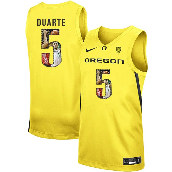 Football Jersey For College Alumni Teams-Basketball Jersey For College Alumni Teams-Oregon Ducks 5 Chris Duarte Yellow Fashion College Basketball Basketball Jersey