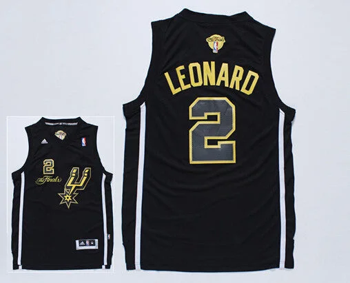 Custom Football Jersey With Player Name-Custom Basketball Jersey With Player Name-Spurs 2 Leonard Black 2014 Finals Basketball Jerseys