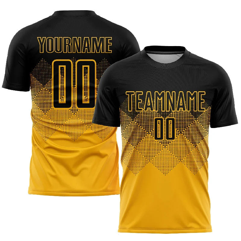 Football Jersey For Competitive Leagues-Custom Gold Black Sublimation Soccer Uniform Jersey