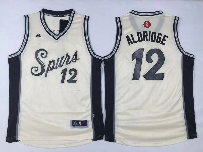 Football Jersey For High School Leagues-Basketball Jersey For High School Leagues-Spurs 12 LaMarcus Aldridge Cream 2015-16 Christmas Day Swingman Basketball Jersey