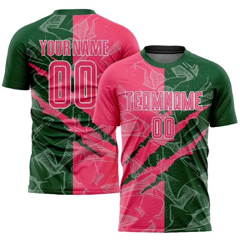 Football Jersey For Comfortable Wear-Custom Graffiti Pattern Neon Pink-Green Scratch Sublimation Soccer Uniform Jersey