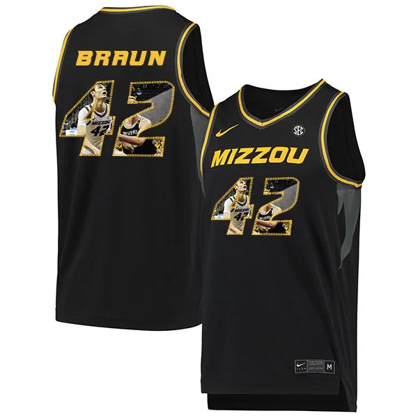 Football Jersey For Fan Support Gear-Basketball Jersey For Fan Support Gear-Missouri Tigers 42 Parker Braun Black Fashion College Basketball Basketball Jersey