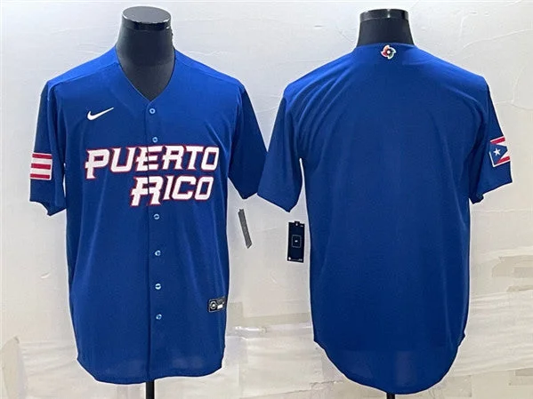 Baseball Jersey For Group Sports-Men's Puerto Rico Baseball Blank 2023 Royal World Baseball Classic Stitched Jersey