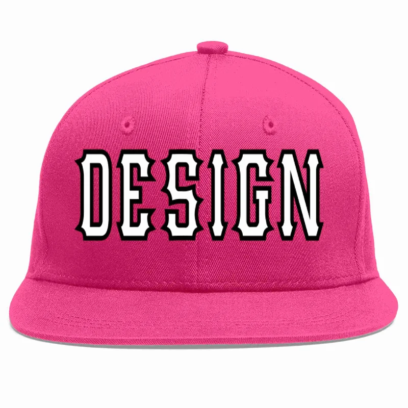 Baseball Cap For Casual Outfits-Custom Rose Red White-Black Flat Eaves Sport Baseball Cap Design for Men/Women/Youth