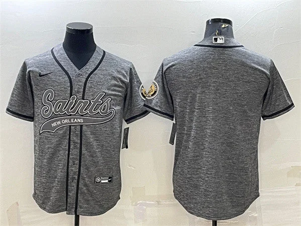 Baseball Jersey For Indoor And Outdoor Play-Men's New Orleans Saints Blank Gray With Patch Cool Base Stitched Baseball Jersey