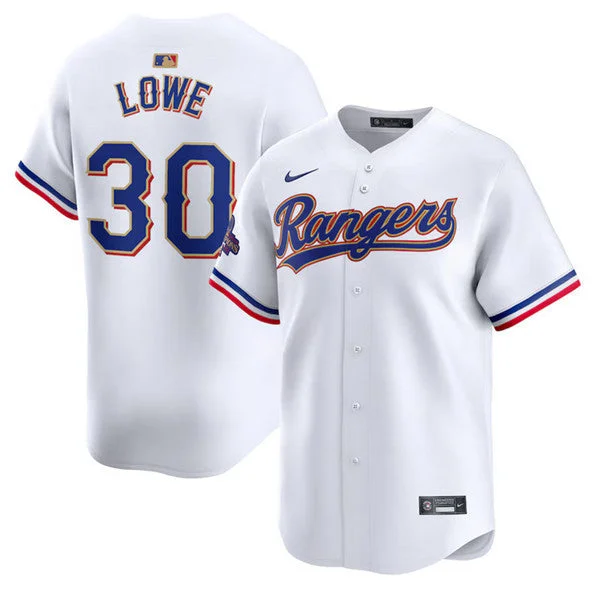 Baseball Jersey For Game Play-Men's Texas Rangers #30 Nathaniel Lowe White 2024 Gold Collection Cool Base Baseball Stitched Jersey