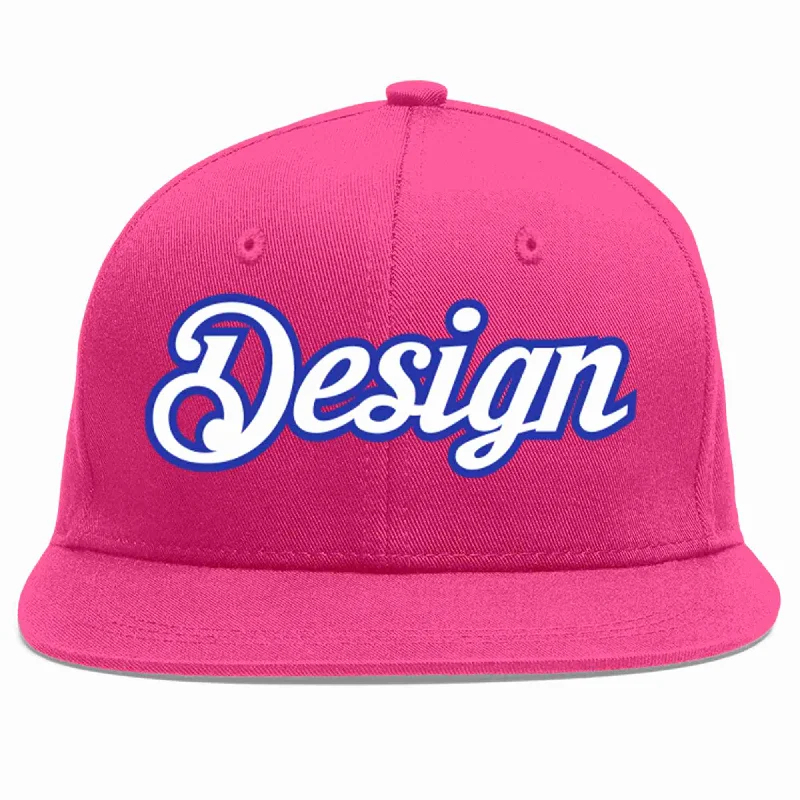 Baseball Cap For Custom Branding-Custom Rose Red White-Royal Flat Eaves Sport Baseball Cap Design for Men/Women/Youth