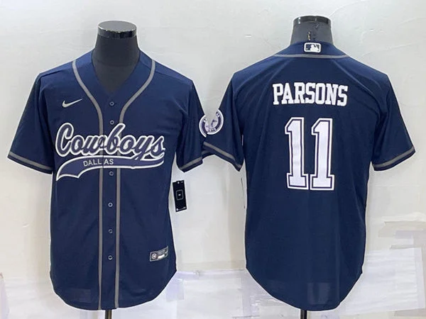 Baseball Jersey For Team Supporters-Men's Dallas Cowboys #11 Micah Parsons Navy Cool Base Stitched Baseball Jersey