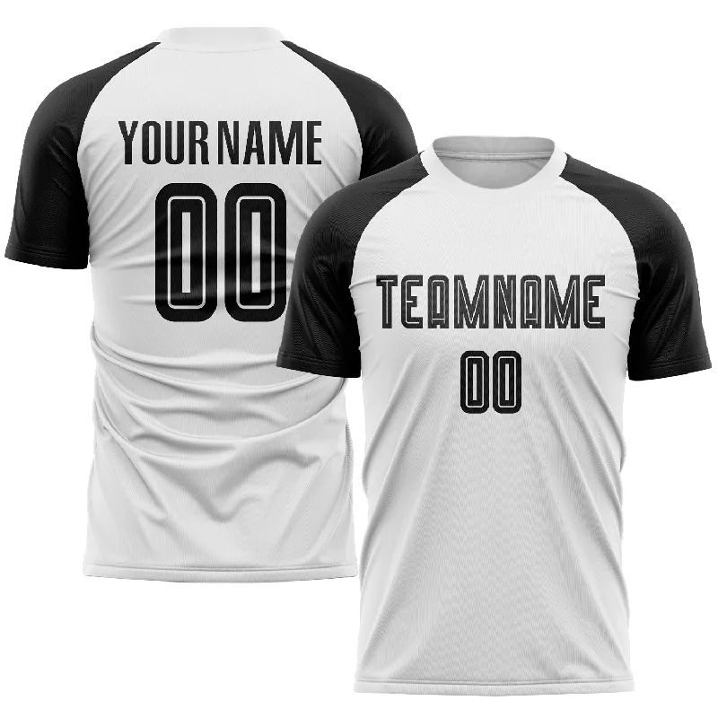 Football Jersey For Kids With Player Names-Custom White Black Sublimation Soccer Uniform Jersey