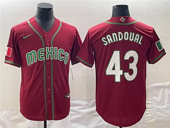 Baseball Jersey For Professional Teams-Men's Mexico Baseball #43 Patrick Sandoval 2023 Red World Baseball Classic Stitched Jersey