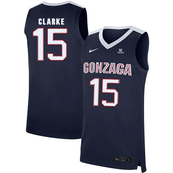 Football Jersey For Championship Games-Basketball Jersey For Championship Games-Gonzaga Bulldogs 15 Brandon Clarke Navy College Basketball Basketball Jersey