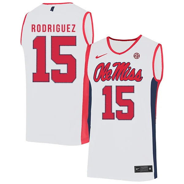 Football Jersey For Special Edition-Basketball Jersey For Special Edition-Ole Miss Rebels 15 Luis Rodriguez White Basketball College Basketball Jersey