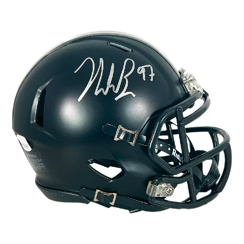 Rugby Helmet With Comfortable Chin Strap-Nick Bosa Signed Ohio State Buckeyes Flat Black Speed Mini Football Helmet (JSA)