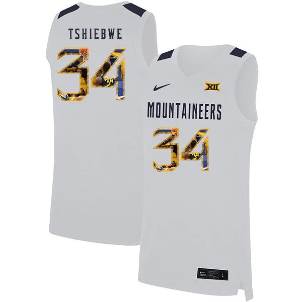 Football Jersey For Little League-Basketball Jersey For Little League-West Virginia Mountaineers 34 Oscar Tshiebwe White Fashion Basketball College Basketball Jersey