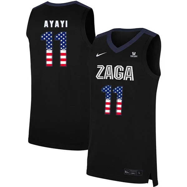 Football Jersey For Comfortable Wear-Basketball Jersey For Comfortable Wear-Gonzaga Bulldogs 11 Joel Ayayi Black USA Flag College Basketball Basketball Jersey