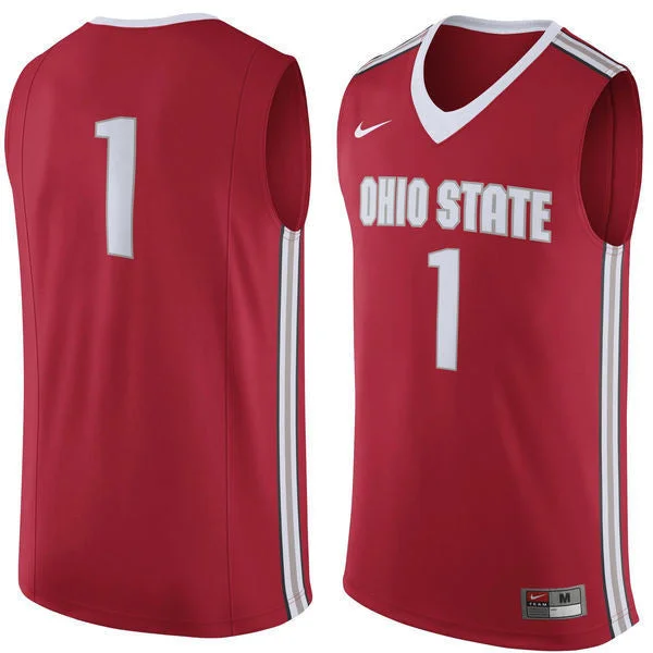 Football Jersey For College Teams-Basketball Jersey For College Teams-Ohio State Buckeyes #1 Red Basketball College Basketball Jersey