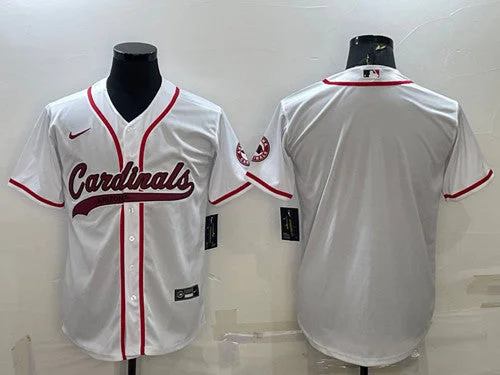 Baseball Jersey For Group Purchases-Men's Arizona Cardinals Blank White With Patch Cool Base Stitched Baseball Jersey