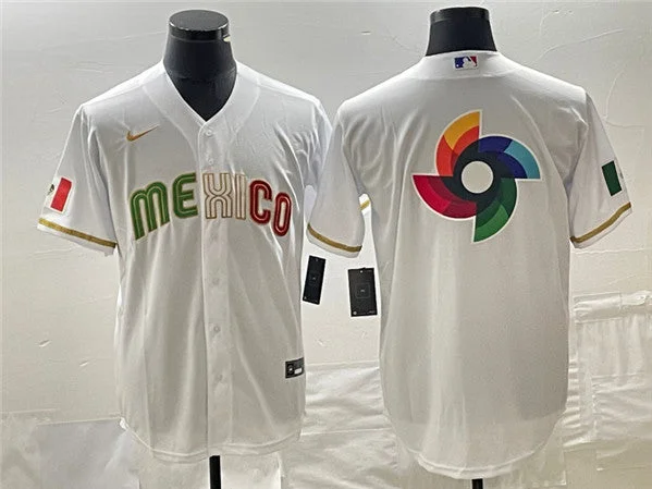 Baseball Jersey For Professional-Level Teams-Men's Mexico Baseball 2023 White Team Big Logo World Baseball Classic Stitched Jersey