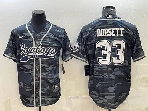 Baseball Jersey For School Uniforms-Men's Dallas Cowboys #33 Tony Dorsett Gray Camo With Patch Cool Base Stitched Baseball Jersey