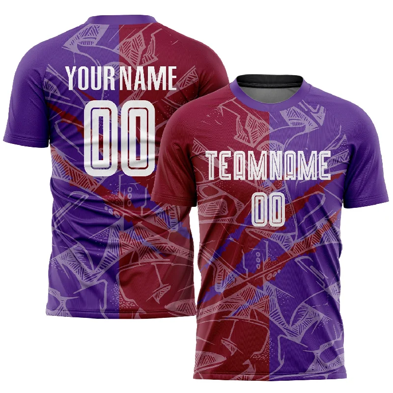 Football Jersey For Women-Custom Graffiti Pattern Maroon-Purple Scratch Sublimation Soccer Uniform Jersey