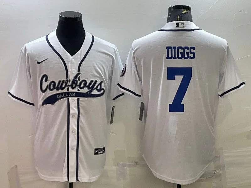 Baseball Jersey For Baseball Enthusiasts-Men's Dallas Cowboys #7 Trevon Diggs White Cool Base Stitched Baseball Jersey