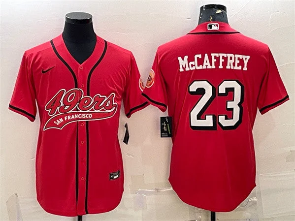 Baseball Jersey For Softball And Baseball Team Gifts-Men's San Francisco 49ers #23 Christian McCaffrey New Red With Patch Cool Base Stitched Baseball Jersey