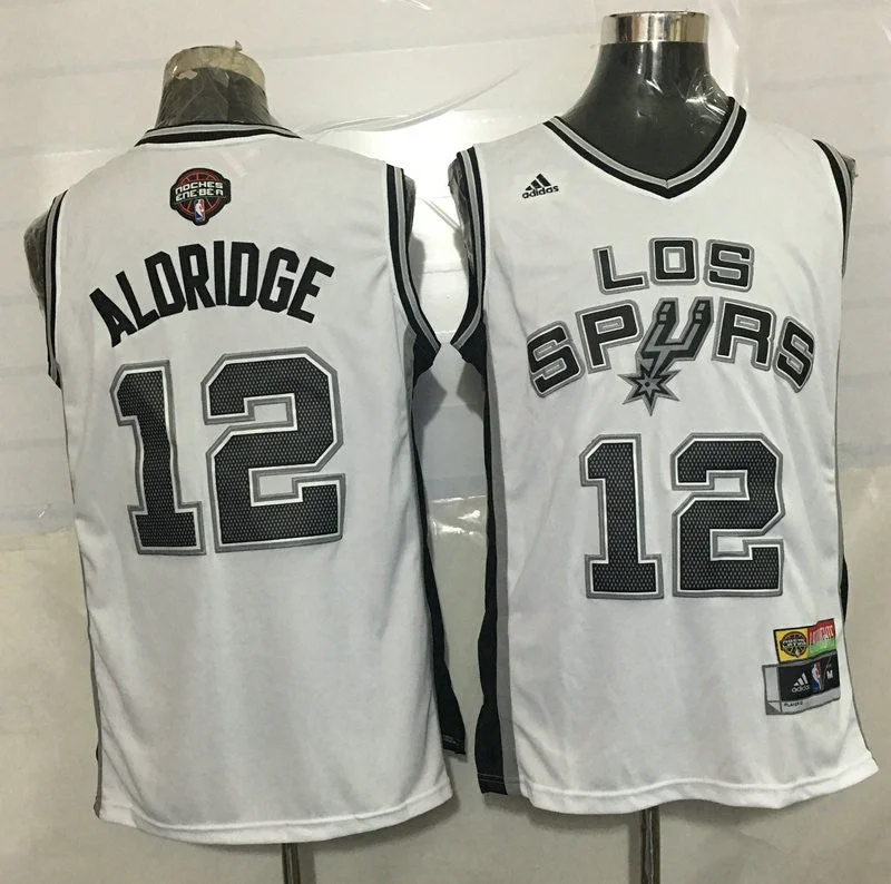 Football Jersey For Youth Leagues-Basketball Jersey For Youth Leagues-Spurs 12 LaMarcus Aldridge White 2016 Latin Nights Swingman Basketball Jersey