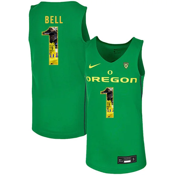 Football Jersey With Bold Typography-Basketball Jersey With Bold Typography-Oregon Ducks 1 Jordan Bell Green Fashion College Basketball Basketball Jersey