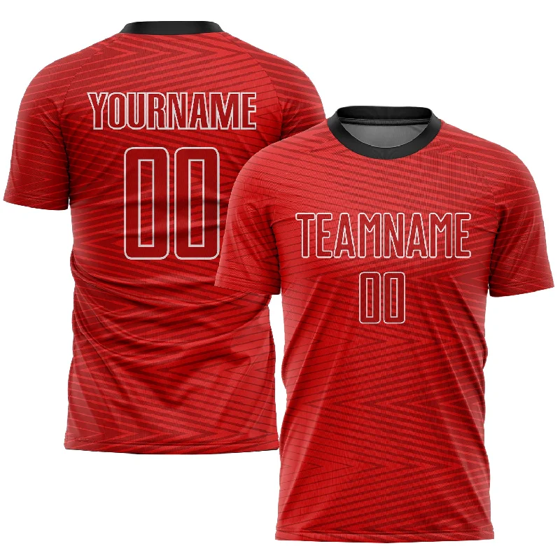 Football Jersey For League Teams-Custom Red Red-Black Sublimation Soccer Uniform Jersey