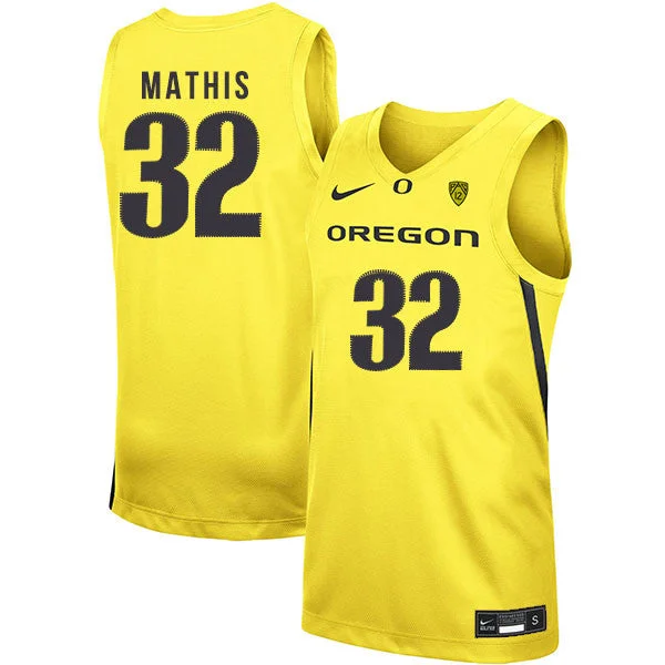 Football Jersey With Custom Color Options-Basketball Jersey With Custom Color Options-Oregon Ducks 32 Anthony Mathis Yellow College Basketball Basketball Jersey