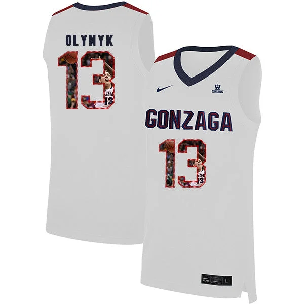 Football Jersey For Fanatics-Basketball Jersey For Fanatics-Gonzaga Bulldogs 13 Kelly Olynyk White Fashion College Basketball Basketball Jersey