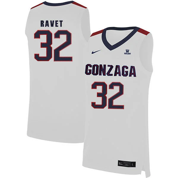 Football Jersey For Fundraising Products-Basketball Jersey For Fundraising Products-Gonzaga Bulldogs 32 Brock Ravet White College Basketball Basketball Jersey